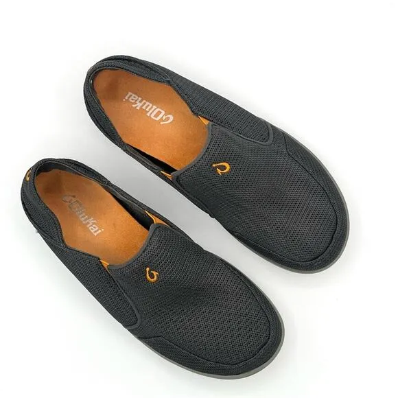 Olukai Men's Nohea mesh shoes Gray Orange slip on  Size 7 outdoor summer comfy