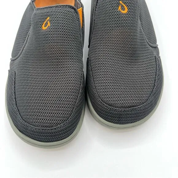 Olukai Men's Nohea mesh shoes Gray Orange slip on  Size 7 outdoor summer comfy