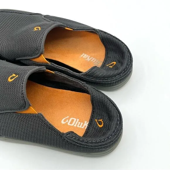 Olukai Men's Nohea mesh shoes Gray Orange slip on  Size 7 outdoor summer comfy