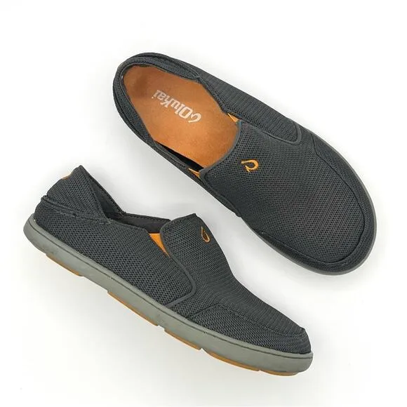Olukai Men's Nohea mesh shoes Gray Orange slip on  Size 7 outdoor summer comfy