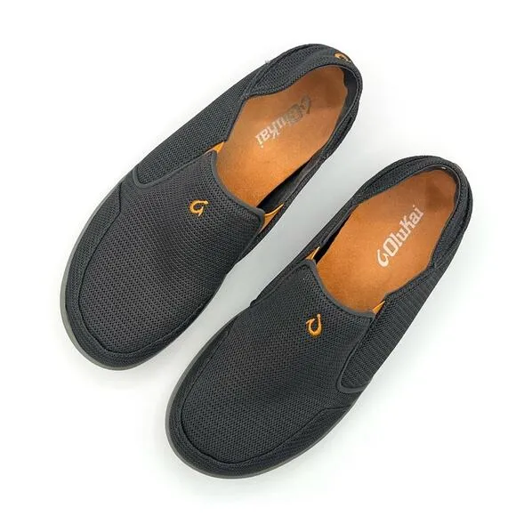 Olukai Men's Nohea mesh shoes Gray Orange slip on  Size 7 outdoor summer comfy
