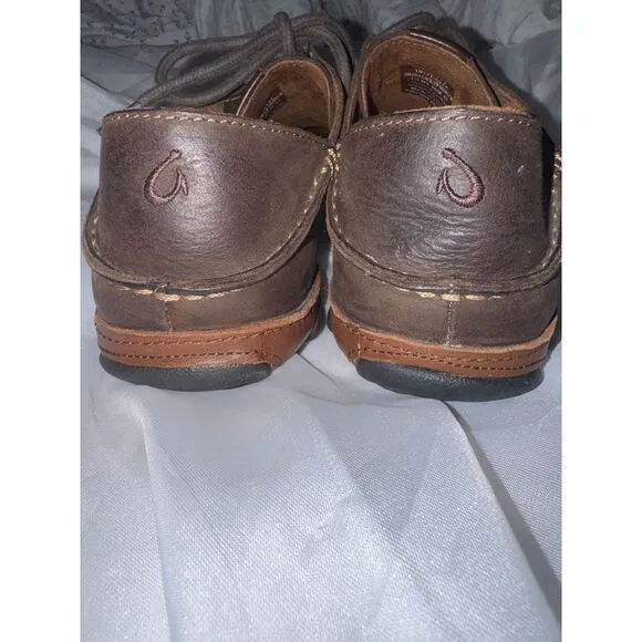 Olukai Ohana brown nubuck lace up men's shoes size 8 EUC