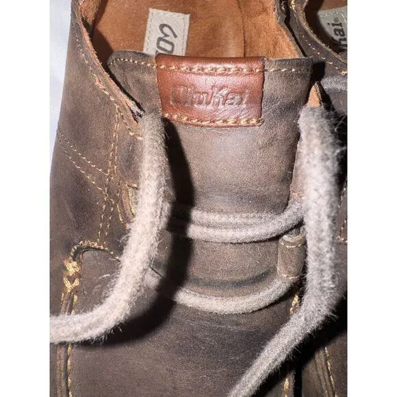 Olukai Ohana brown nubuck lace up men's shoes size 8 EUC