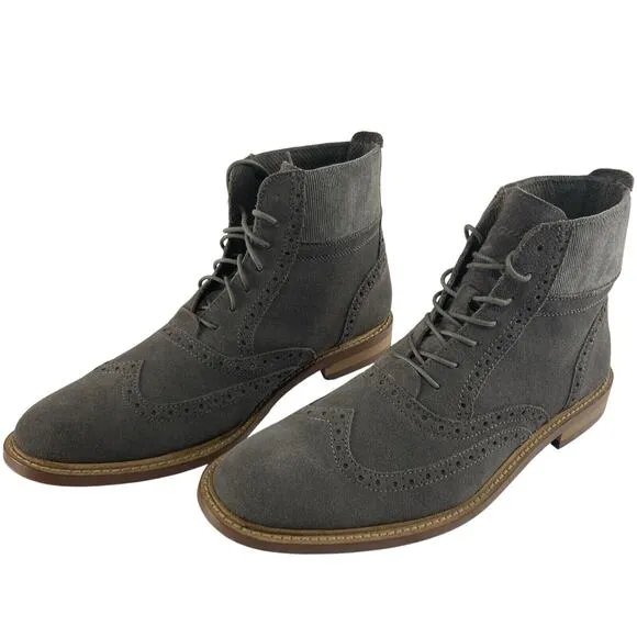 Original Penguin Brogue WT Wingtip Chukka Engineer Boots‎ Gray Mens Sz 9.5 Suede