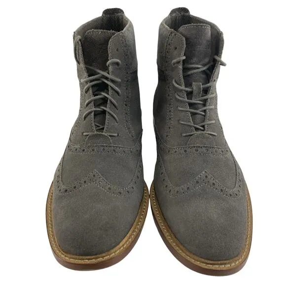 Original Penguin Brogue WT Wingtip Chukka Engineer Boots‎ Gray Mens Sz 9.5 Suede