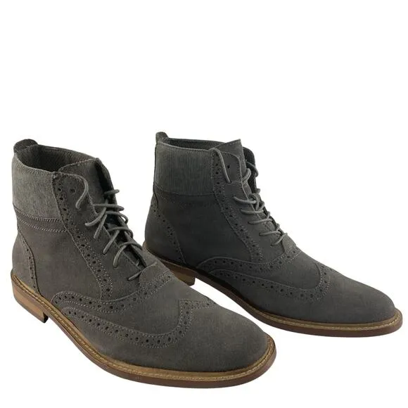 Original Penguin Brogue WT Wingtip Chukka Engineer Boots‎ Gray Mens Sz 9.5 Suede