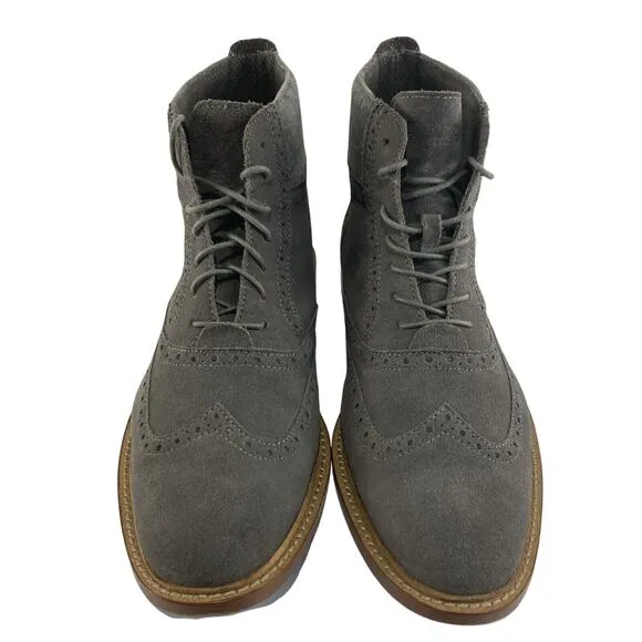Original Penguin Brogue WT Wingtip Chukka Engineer Boots‎ Gray Mens Sz 9.5 Suede