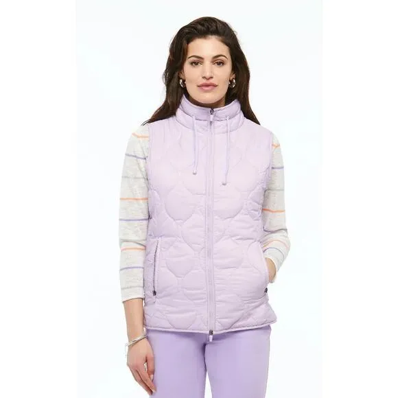 ORLY Women's Lavender Vest Size XL Spring Quilted Drawstring Casual Cozy NWT