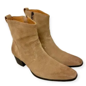 OSSTONE Chelsea Designer Boots for Men Zip-up Leather Shoes JY002-Beige Size 8