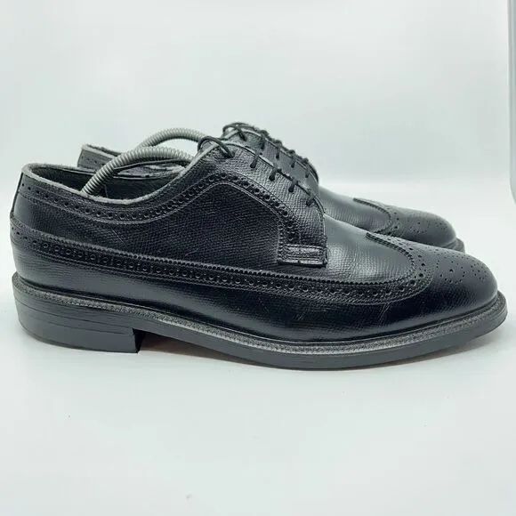 O'Sullivan Men’s Size 10.5 D Black Leather USA Made Long Wingtip Dress Shoes