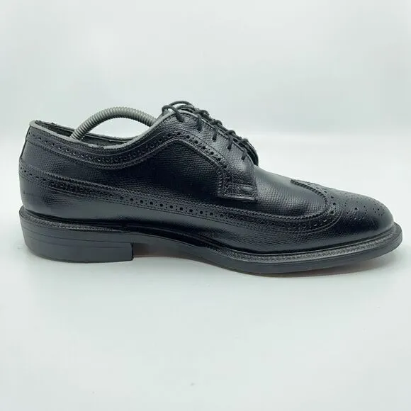 O'Sullivan Men’s Size 10.5 D Black Leather USA Made Long Wingtip Dress Shoes