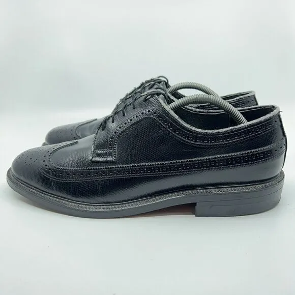 O'Sullivan Men’s Size 10.5 D Black Leather USA Made Long Wingtip Dress Shoes