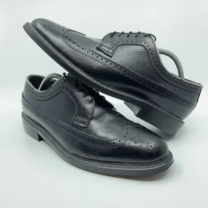 O'Sullivan Men’s Size 10.5 D Black Leather USA Made Long Wingtip Dress Shoes