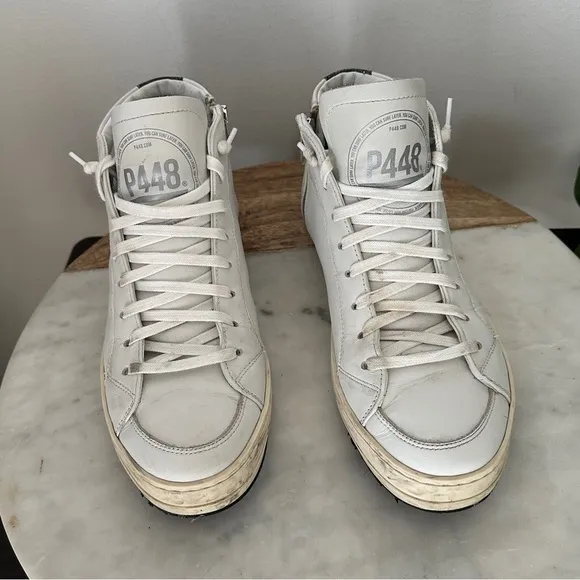 P448 Skate High Top white Leather ShoesWomen’s size 39 fits 8.5-9US