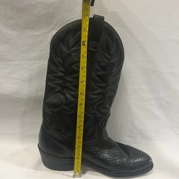 Palomino 932 Country Western Cowboy Boots Men Size 10D Black Leather Embroidered