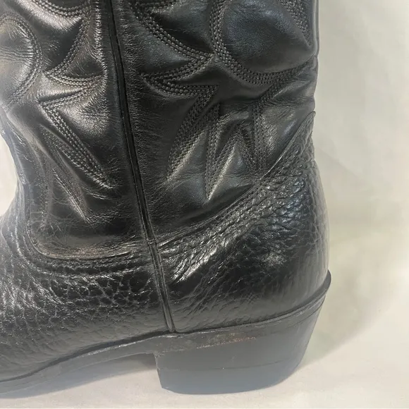 Palomino 932 Country Western Cowboy Boots Men Size 10D Black Leather Embroidered