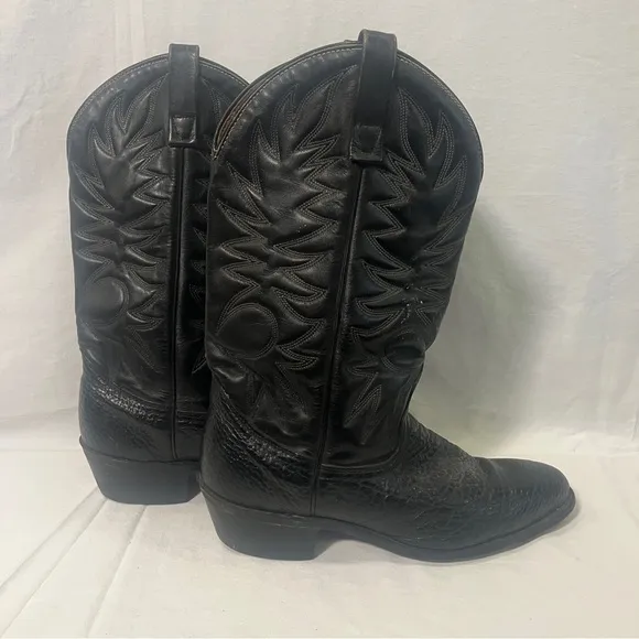 Palomino 932 Country Western Cowboy Boots Men Size 10D Black Leather Embroidered