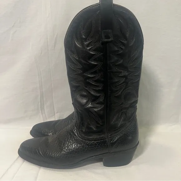 Palomino 932 Country Western Cowboy Boots Men Size 10D Black Leather Embroidered