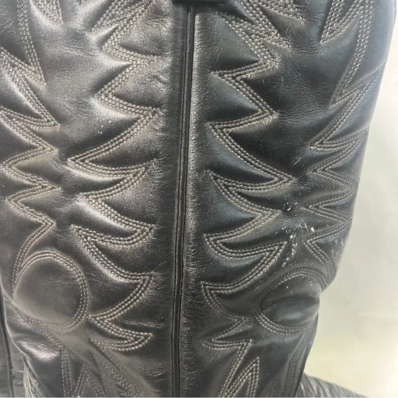 Palomino 932 Country Western Cowboy Boots Men Size 10D Black Leather Embroidered