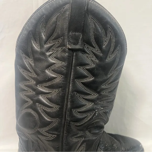 Palomino 932 Country Western Cowboy Boots Men Size 10D Black Leather Embroidered