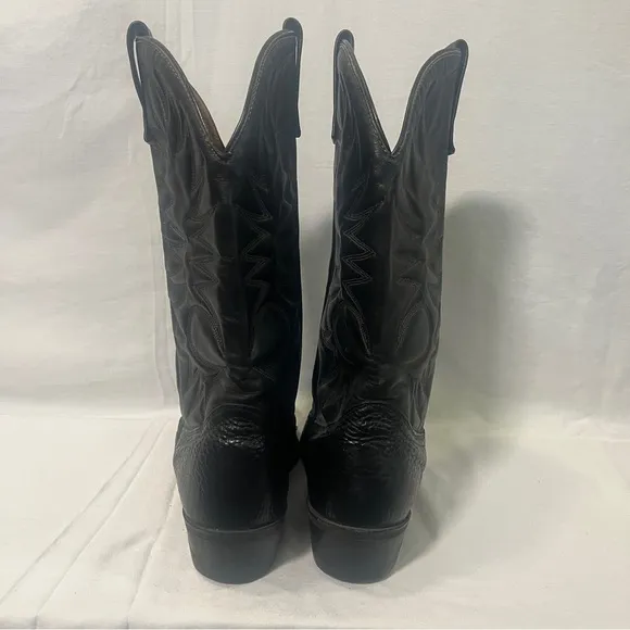 Palomino 932 Country Western Cowboy Boots Men Size 10D Black Leather Embroidered