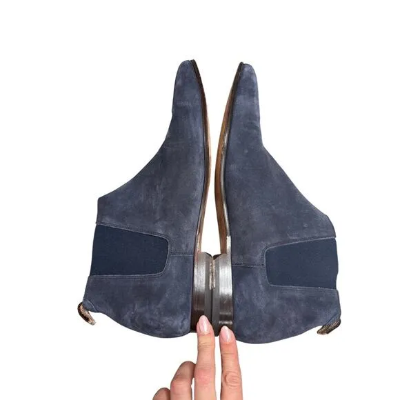 Paul Smith Suede Boots Men 10.5 Navy Blue Chelsea Pointed Toe Made in Italy