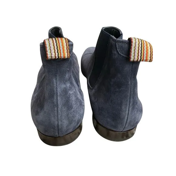 Paul Smith Suede Boots Men 10.5 Navy Blue Chelsea Pointed Toe Made in Italy