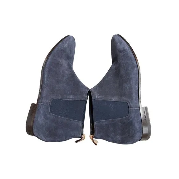 Paul Smith Suede Boots Men 10.5 Navy Blue Chelsea Pointed Toe Made in Italy