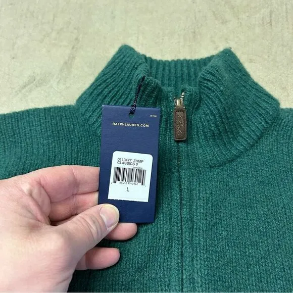 Polo Ralph Lauren 1/4 zip sweater size large nwt