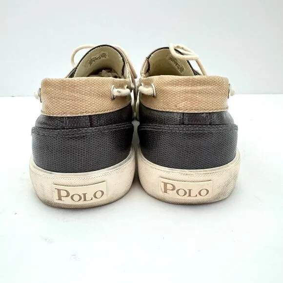 Polo Ralph Lauren Blue Lander Coated Canvas Boat Shoes Men's 13