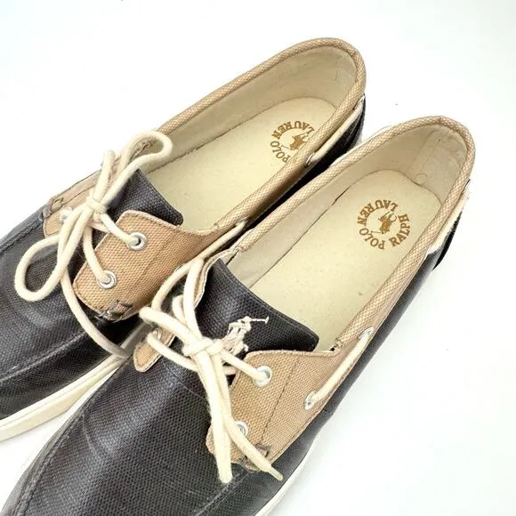 Polo Ralph Lauren Blue Lander Coated Canvas Boat Shoes Men's 13