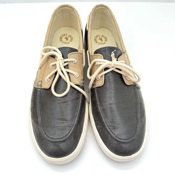 Polo Ralph Lauren Blue Lander Coated Canvas Boat Shoes Men's 13