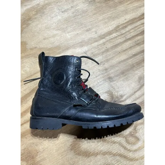 Polo Ralph Lauren Ranger Boots High Men 11 Black Leather Shoes