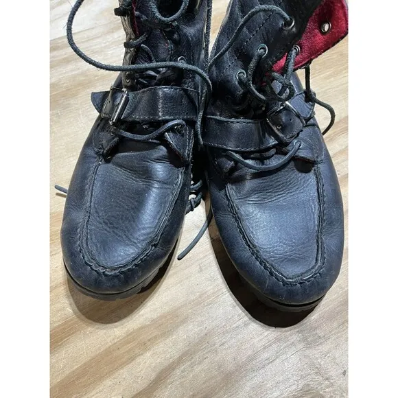 Polo Ralph Lauren Ranger Boots High Men 11 Black Leather Shoes