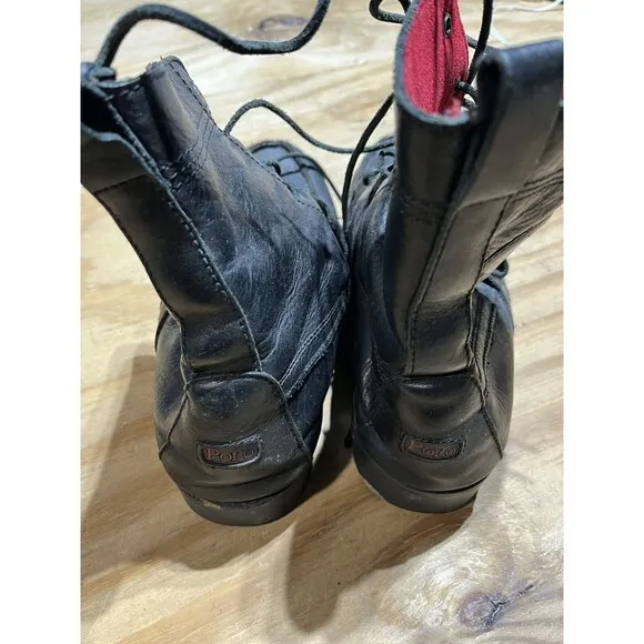 Polo Ralph Lauren Ranger Boots High Men 11 Black Leather Shoes