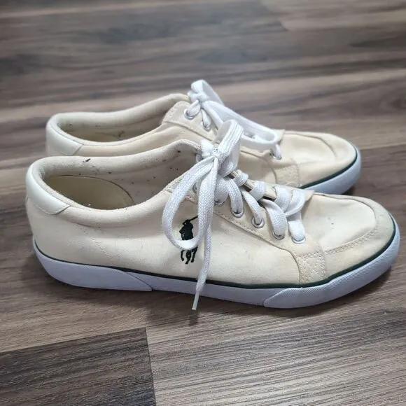 Polo Vintage Mens 10.5D 90 s White Canvas Tennis Shoes‎