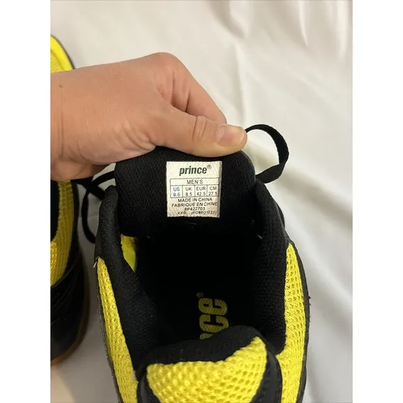 Prince NFS Attack Indoor Court Shoe Men's 9.5 Yellow Black Racquetball Sneakers