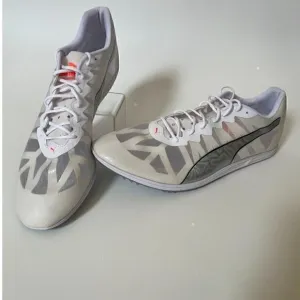 Puma Evospeed Distance 9 Mens‎ Running Track Cleats Shoes Sz 14 NEW White Silver