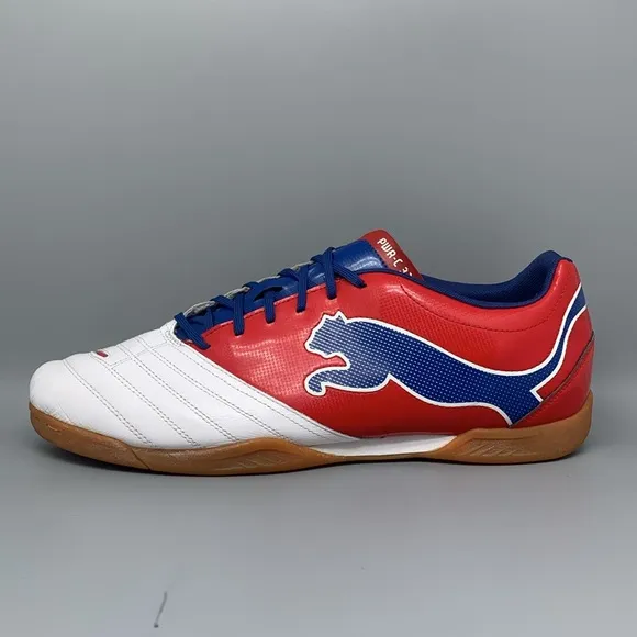 Puma PowerCat 3.12 Red White Indoor Soccer Shoes Men's Sz 14