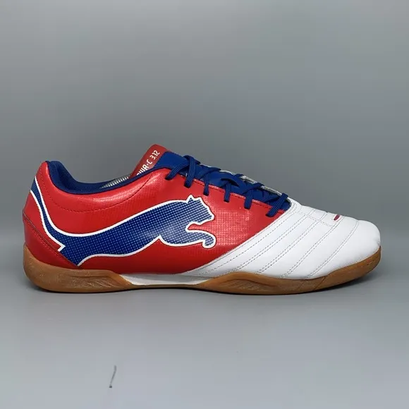 Puma PowerCat 3.12 Red White Indoor Soccer Shoes Men's Sz 14