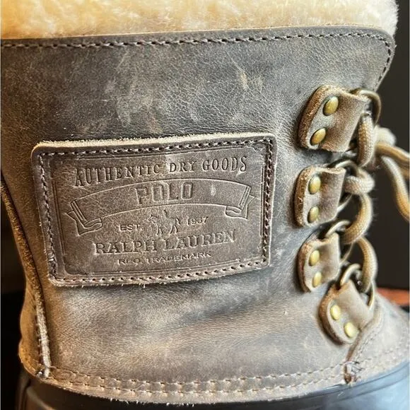 Ralph Lauren Men's Vintage Leather Upper Wool Waterproof Boots 7 Medium