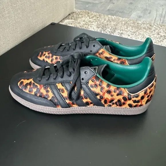 RARE NEW Adidas Samba OG Cheetah Leopard Black Green Womens 8 Mens 7 Sneakers