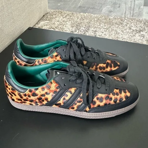 RARE NEW Adidas Samba OG Cheetah Leopard Black Green Womens 8 Mens 7 Sneakers