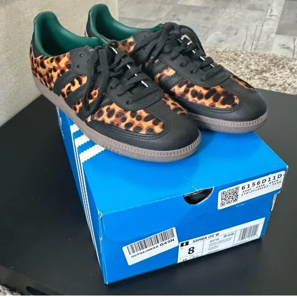 RARE NEW Adidas Samba OG Cheetah Leopard Black Green Womens 8 Mens 7 Sneakers