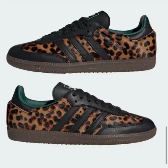 RARE NEW Adidas Samba OG Cheetah Leopard Black Green Womens 8 Mens 7 Sneakers