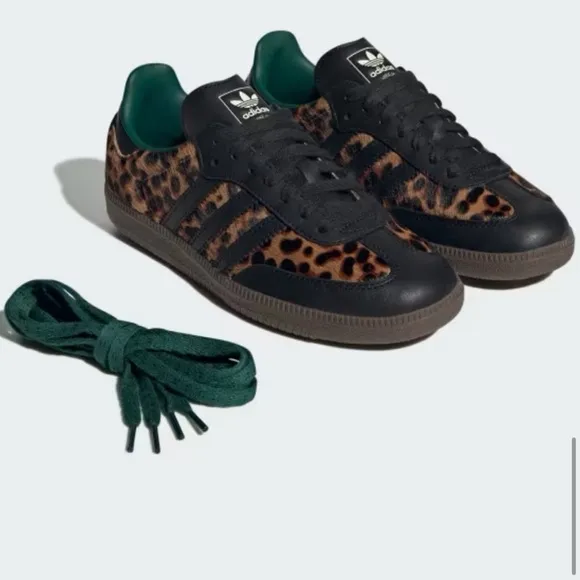RARE NEW Adidas Samba OG Cheetah Leopard Black Green Womens 8 Mens 7 Sneakers