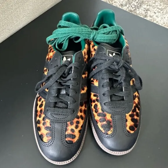 RARE NEW Adidas Samba OG Cheetah Leopard Black Green Womens 8 Mens 7 Sneakers