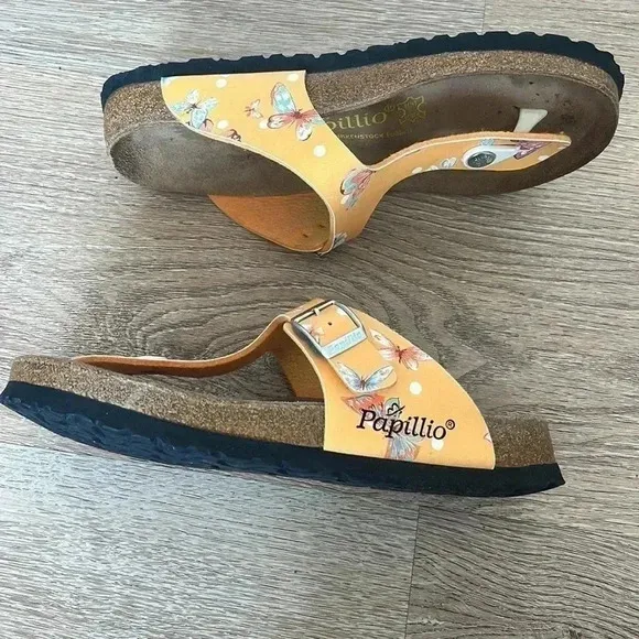 Rare 🦋Papillio Birkenstock Gizeh orange butterfly print Sandals Euro 37 (6-6.5)