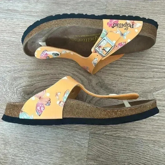 Rare 🦋Papillio Birkenstock Gizeh orange butterfly print Sandals Euro 37 (6-6.5)