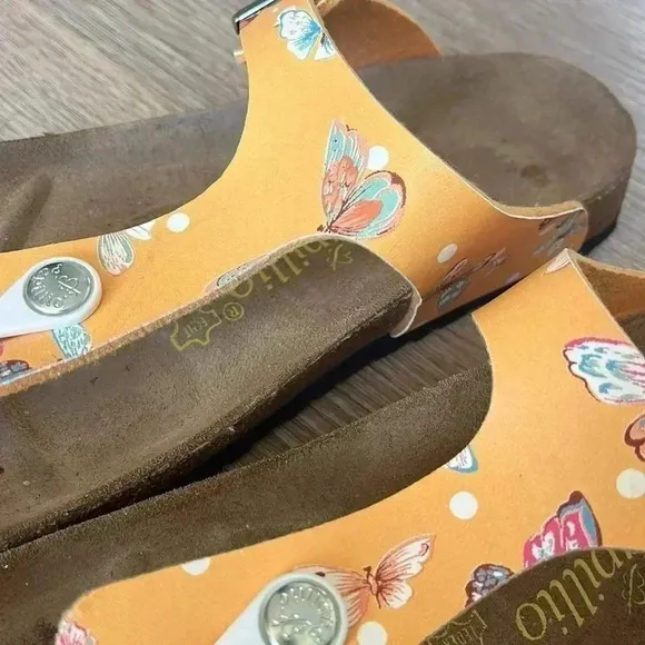 Rare 🦋Papillio Birkenstock Gizeh orange butterfly print Sandals Euro 37 (6-6.5)